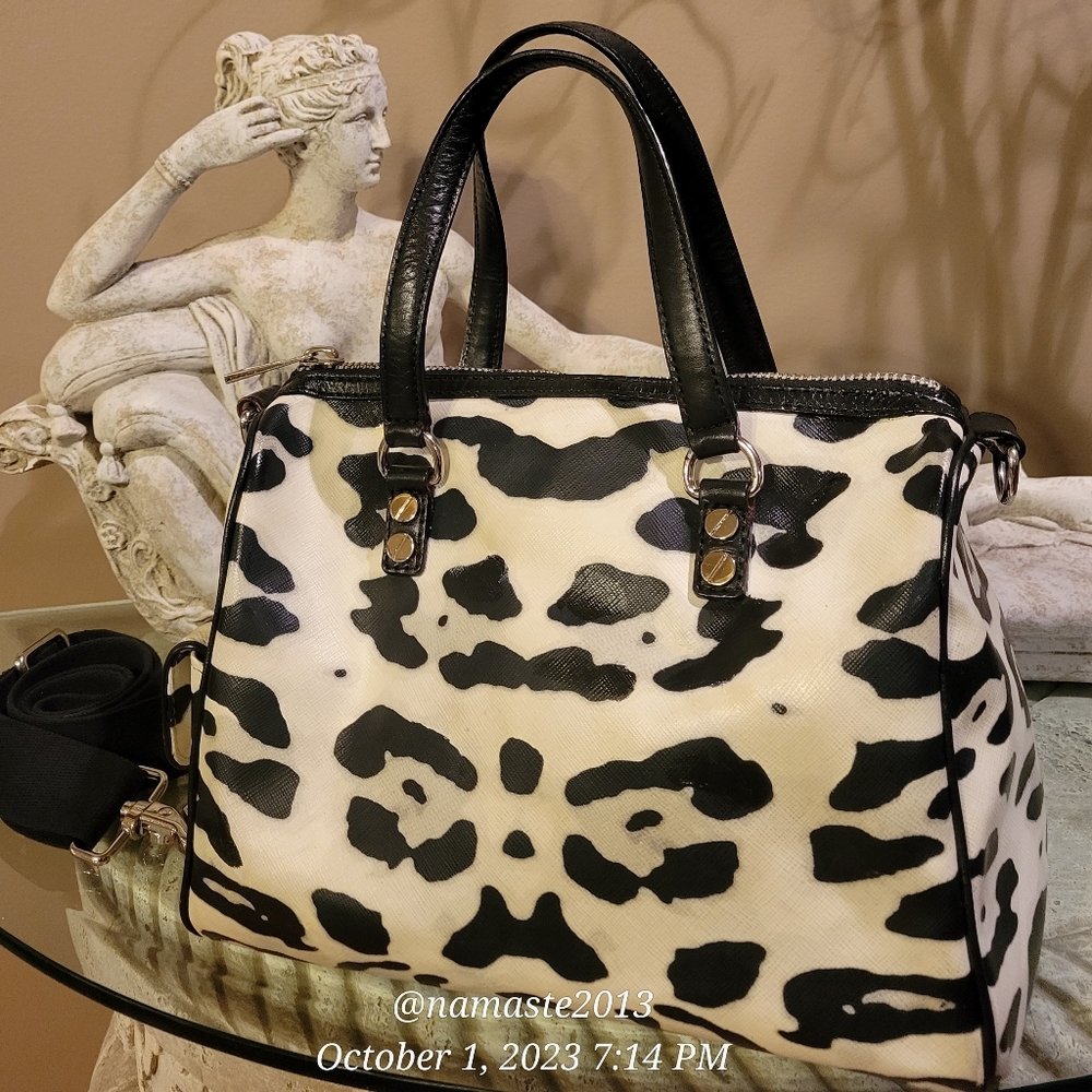 L.A.M.B. by Gwen Stefani Snow Leopard Convertable Crossbody Satchel Luxury #547